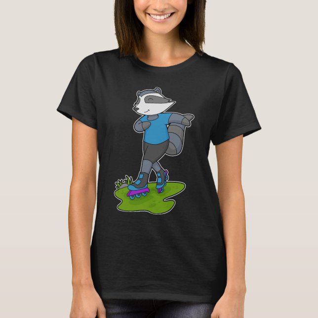 Racoon Inline Skaten Roller Skate T-Shirt (Vorderseite)