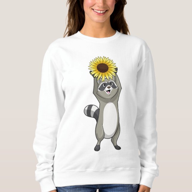 Racoon mit Sonnenblume Sweatshirt (Vorderseite)