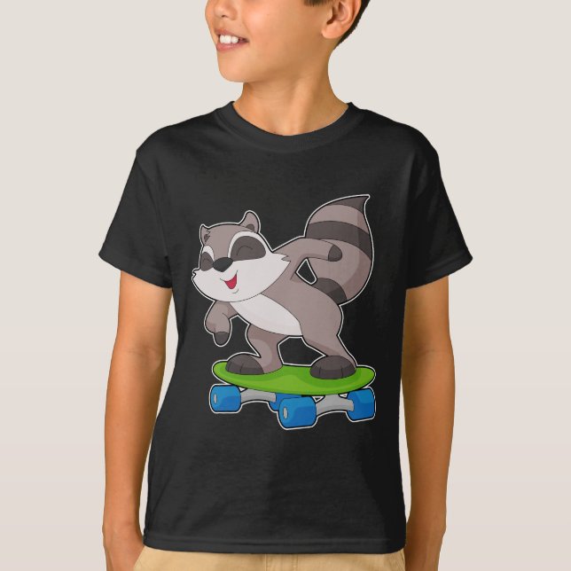 Racoon Skater Skateboard Sport T-Shirt (Vorderseite)
