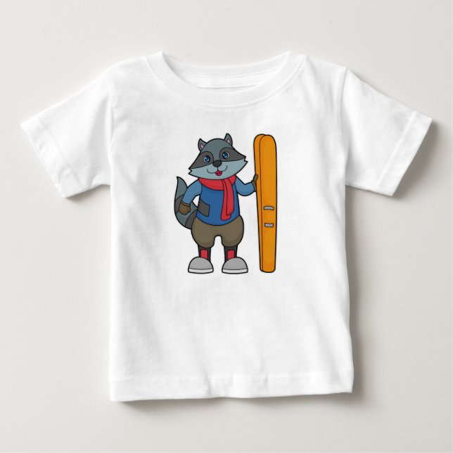 Racoon Skier Ski Baby T-shirt (Vorderseite)