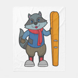 Racoon Skier Ski Fleecedecke