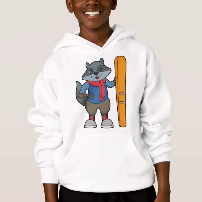 Racoon Skier Ski Hoodie (Vorderseite)