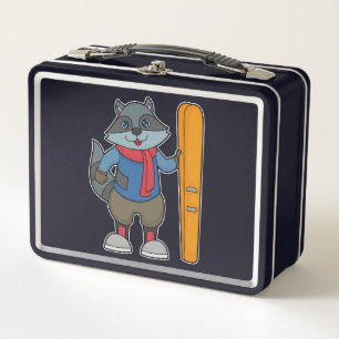 Racoon Skier Ski Metall Brotdose