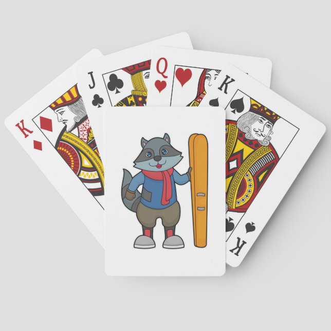 Racoon Skier Ski Spielkarten (Rückseite)