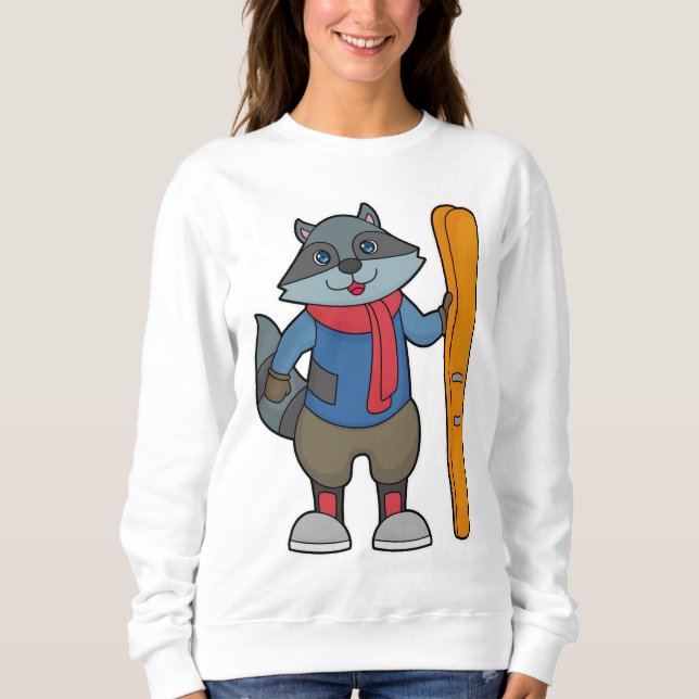 Racoon Skier Ski Sweatshirt (Vorderseite)