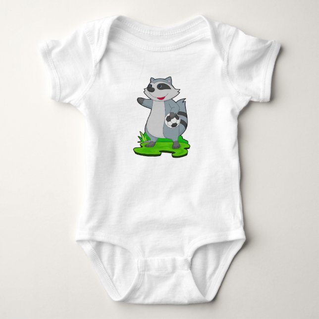 Racoon Soccer Player Soccer Baby Strampler (Vorderseite)