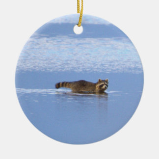 Racoon Swimming Photo Ornament 