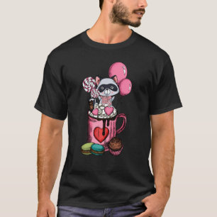 Racoon Tier in Coffee Cup Tasse Valentine V Day Cu T-Shirt