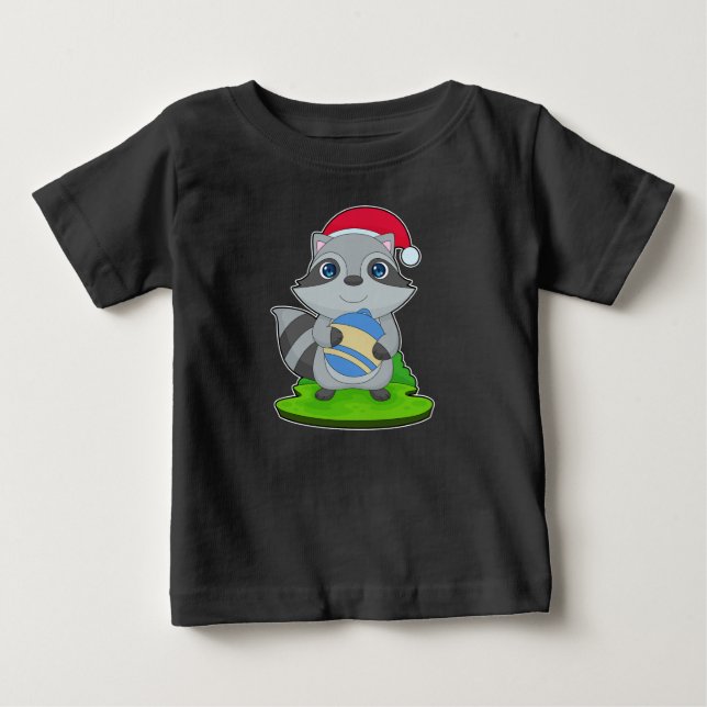 Racoon Weihnachtsball Baby T-shirt (Vorderseite)