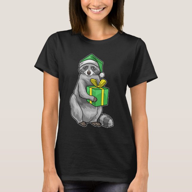 Racoon Weihnachtspaket T-Shirt (Vorderseite)