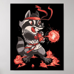 Racoondouken Funny Raccoon Karate Fighter Arcade G Poster