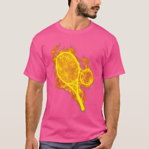 Racquet and Ball Flaming Tennis Player T-Shirt