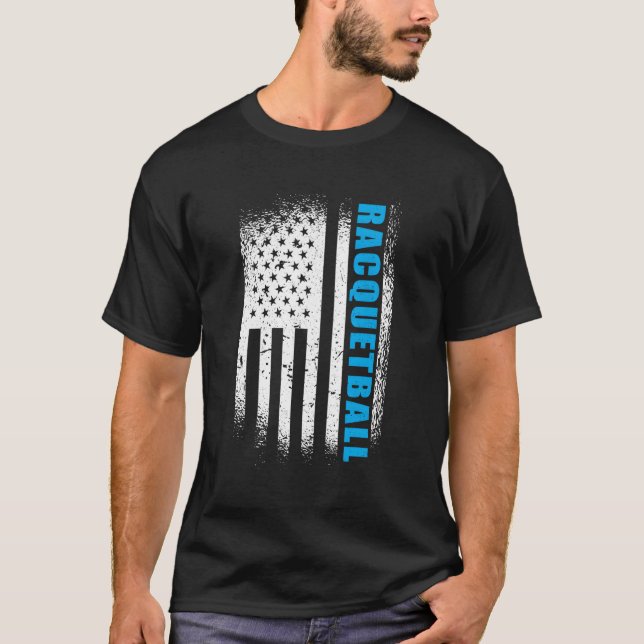 Racquetball USA 4. Juli Amerikanische Flagge T-Shirt (Vorderseite)