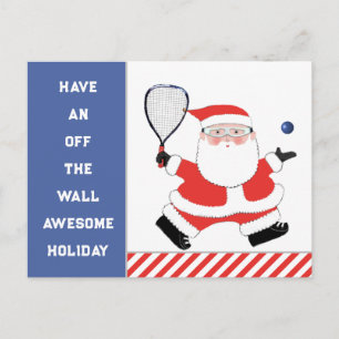 Racquetball-Weihnachtsgrußkarte Feiertagspostkarte