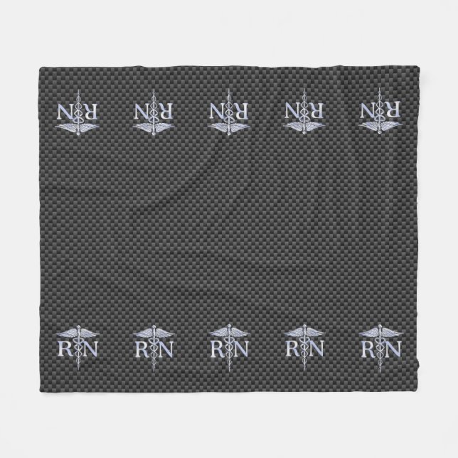 Racy Registered Nurse RN Silver Caduceus Snakes Fleecedecke (Vorderseite (Horizontal))