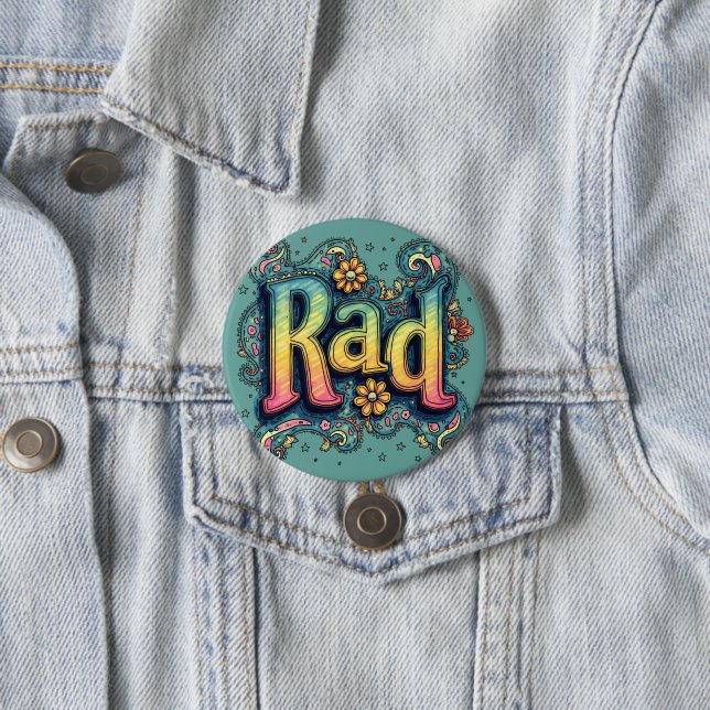 Rad 70er psychedelische Ästhetik Groovy Button (Beispiel)