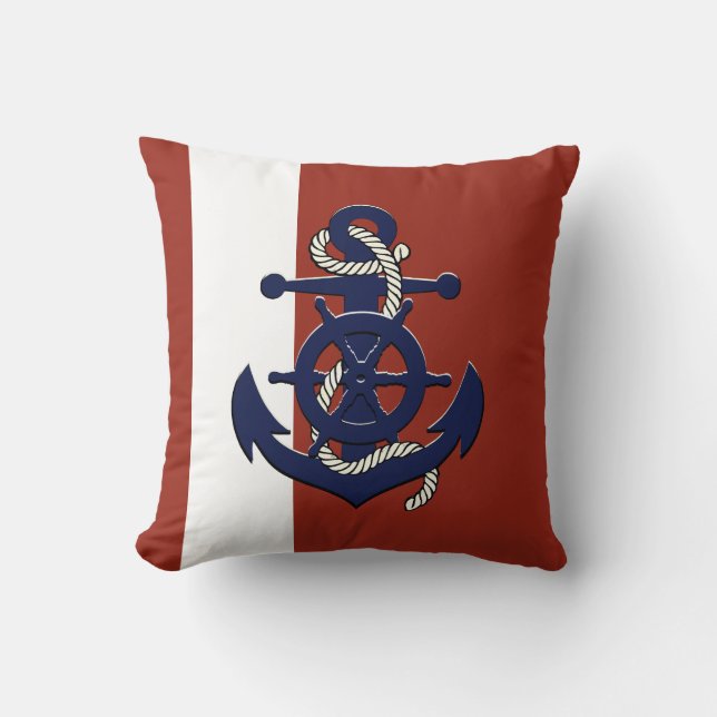 Rad/Ankerrot des blauen Schiffes der Seeschifffahr Kissen (Vorderseite)