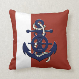 Rad/Ankerrot des blauen Schiffes der Seeschifffahr Kissen