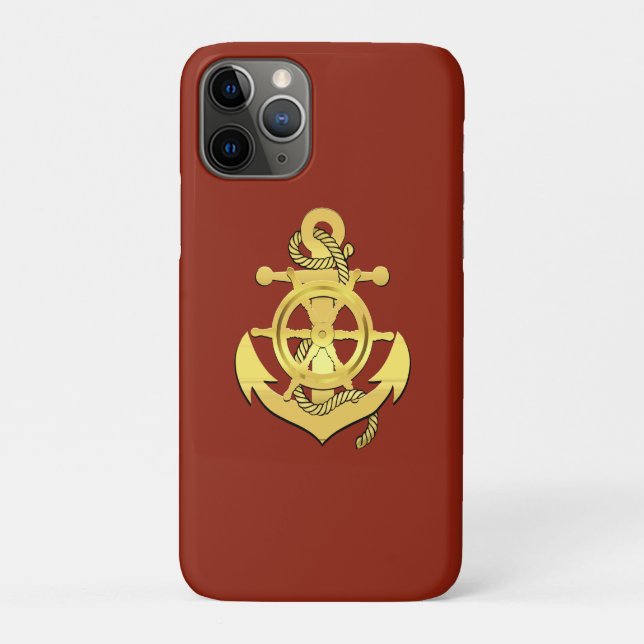 Rad/Ankerziegelrot/Gold des Schiffes Case-Mate iPhone Hülle (Rückseite)
