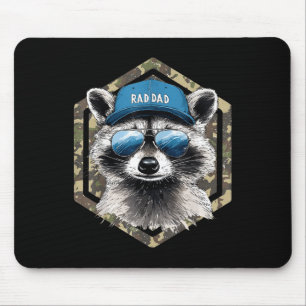 Rad Dad Camo Dad Retro Vatertag Lustiger Waschbär Mousepad