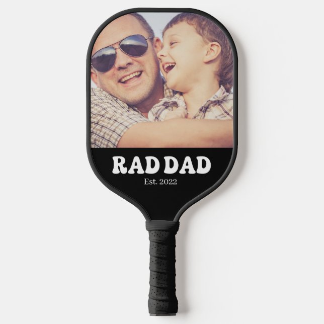 Rad Dad Est. Retro-Foto Pickleball Schläger (Vorderseite)