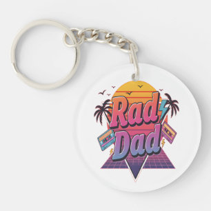 Rad Dad – Retro 80er Neon Style für coole Väter Schlüsselanhänger