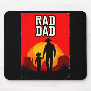 Rad Dad Vater und Sohn Western-Sonnenuntergang Mousepad