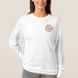 Rad des Schiffskapitän Besticktes Langarmshirt