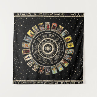Rad des Zodiaks, Astrologie-Diagramm und der Major Wandteppich