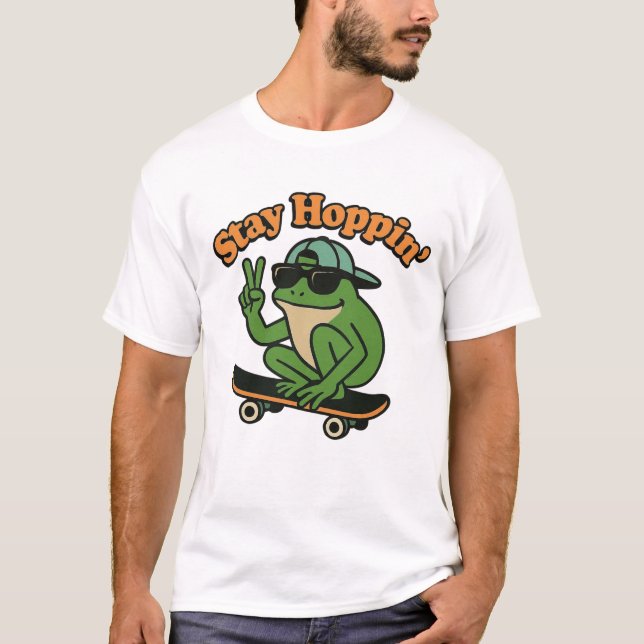 Rad Frog on a Skateboard T-Shirt Chill Vibes Only (Devant)