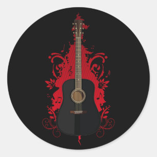 Rad Guitar  Runder Aufkleber