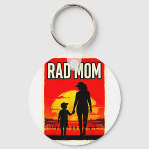 Rad mom Mutter und Sohn Fußball-Mama Sonnenunterga Schlüsselanhänger