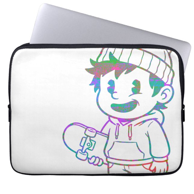Rad Orange: Skater Boy Retro Laptopschutzhülle (Vorderseite)