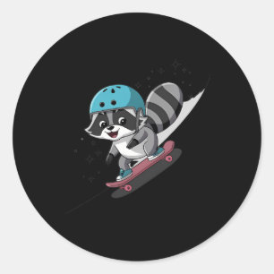 Rad Rocket Waschbär Skateboarding Star Runder Aufkleber
