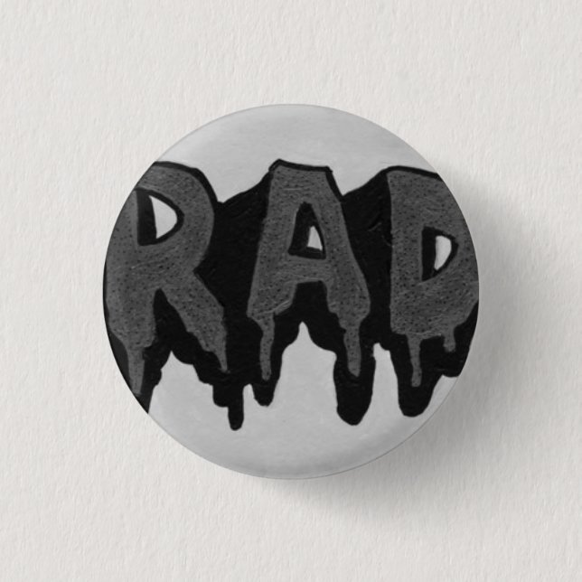 'Rad' Schwarz-Weiß-Grunge-Abzeichen Button (Vorderseite)