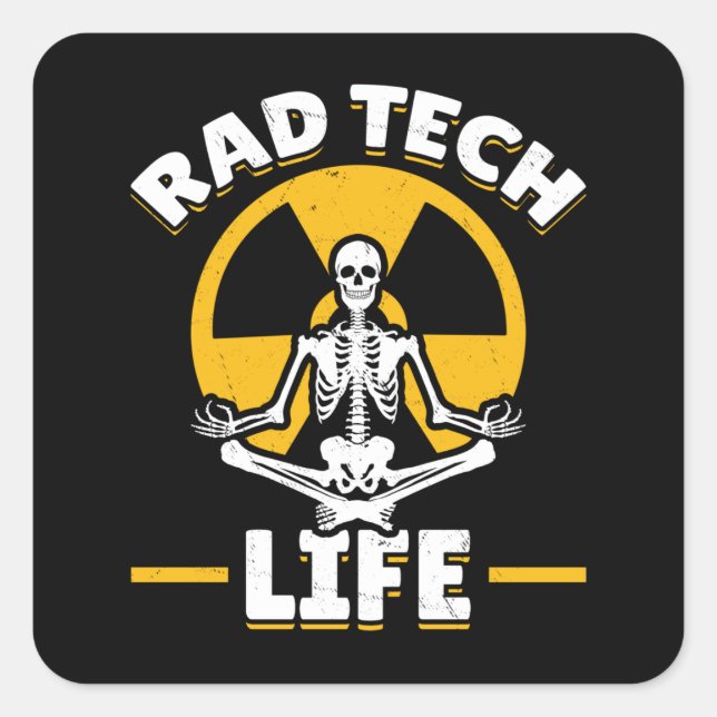 Rad Tech Yoga Skeleton Xray Radiology Quadratischer Aufkleber (Vorderseite)