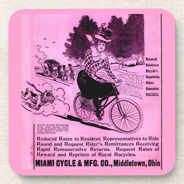 Rad und Racyyycess der 1890er Jahre Getränkeuntersetzer (Vorderseite)