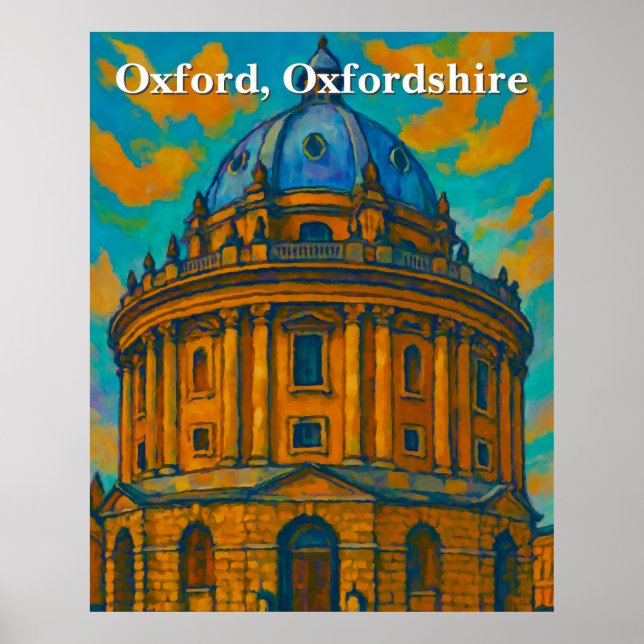 Radcliffe-Kamera in Oxford Gouache Malerei Poster (Vorne)