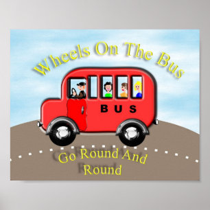 Räder auf dem Bus Kinder-Kinderreim-Themenposter Poster