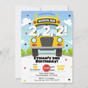 Räder auf dem Bus zum Geburtstag Einladung