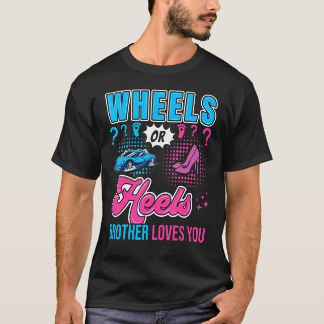 Räder oder Heels Lieben Sie neu Baby Geschlecht T-Shirt (Vorderseite)