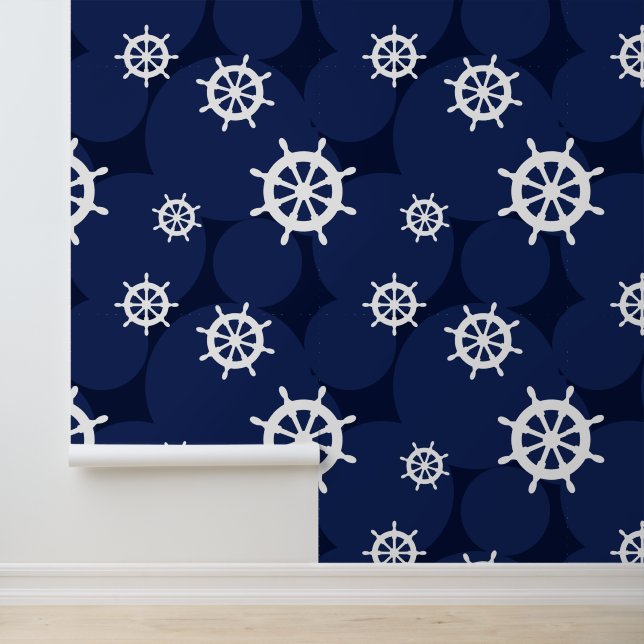 Räder und Runden von Schiffen, blau und weiß Tapete (Anwendung)