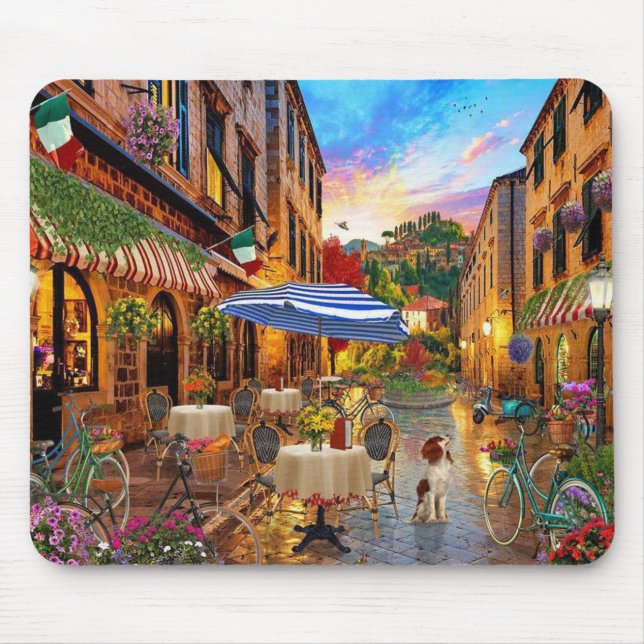 Radfahren durch Italien Kunstkunst Mousepad (Vorne)