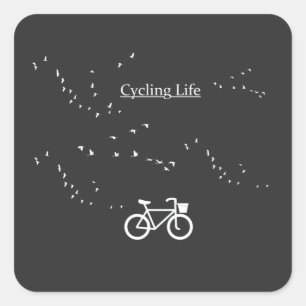Radfahren Leben, frei als Vogel Quadratischer Aufkleber
