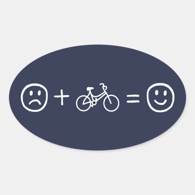 Radfahren macht dich glücklich ovaler aufkleber (Vorderseite)