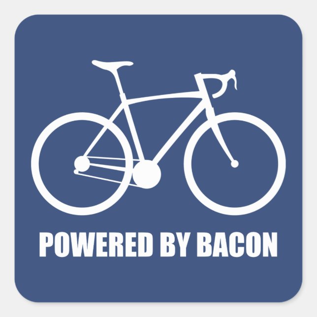 Radfahren mit Bacon Quadratischer Aufkleber (Vorderseite)