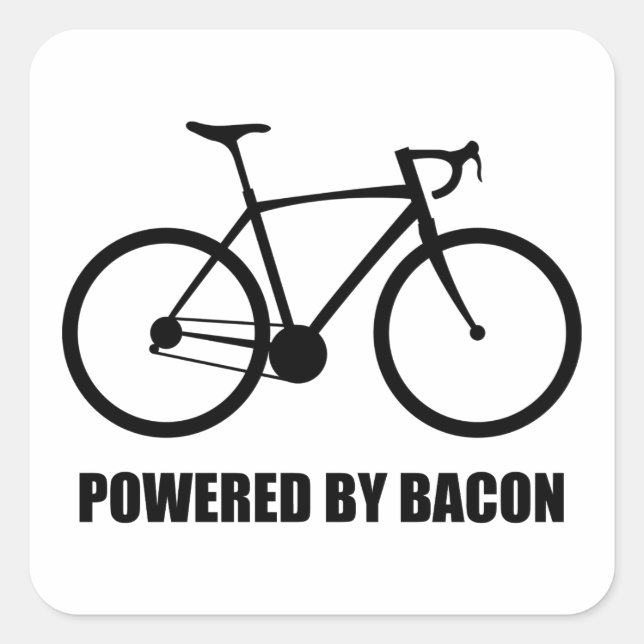 Radfahren mit Bacon Quadratischer Aufkleber (Vorderseite)