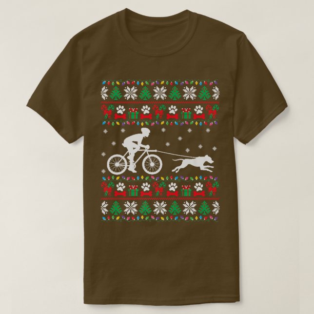 Radfahren mit Hunden Ugly Christmas Sweater Xm T-Shirt (Design vorne)