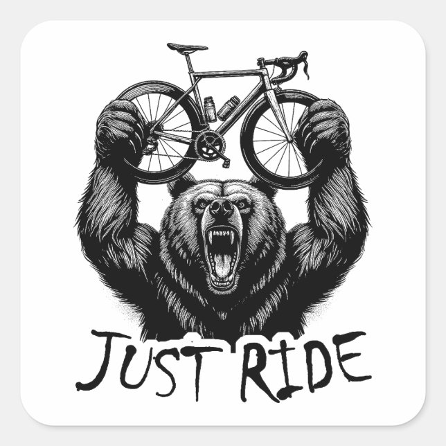 Radfahren nur Fahrradbär Quadratischer Aufkleber (Vorderseite)