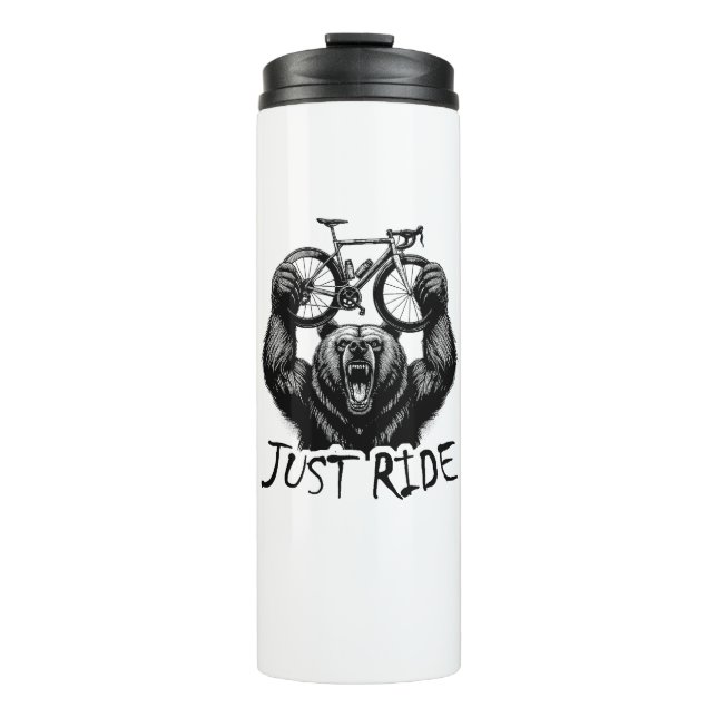 Radfahren nur Fahrradbär Thermosbecher (Vorderseite)